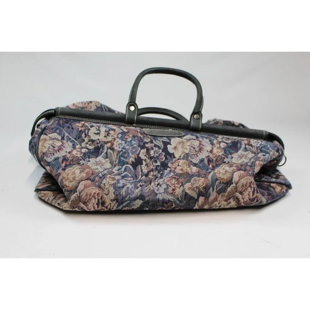 Vtg 90s PROTOCOL Duffle Bag & Pull Along Waverly Floral Tapestry Travel Luggage